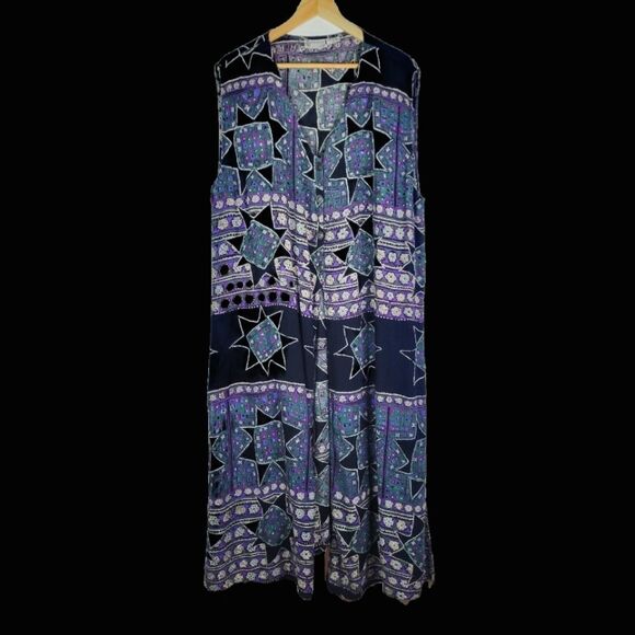 90s Vintage Stars Patterned Sleeveless Dress - Picture 1 of 12